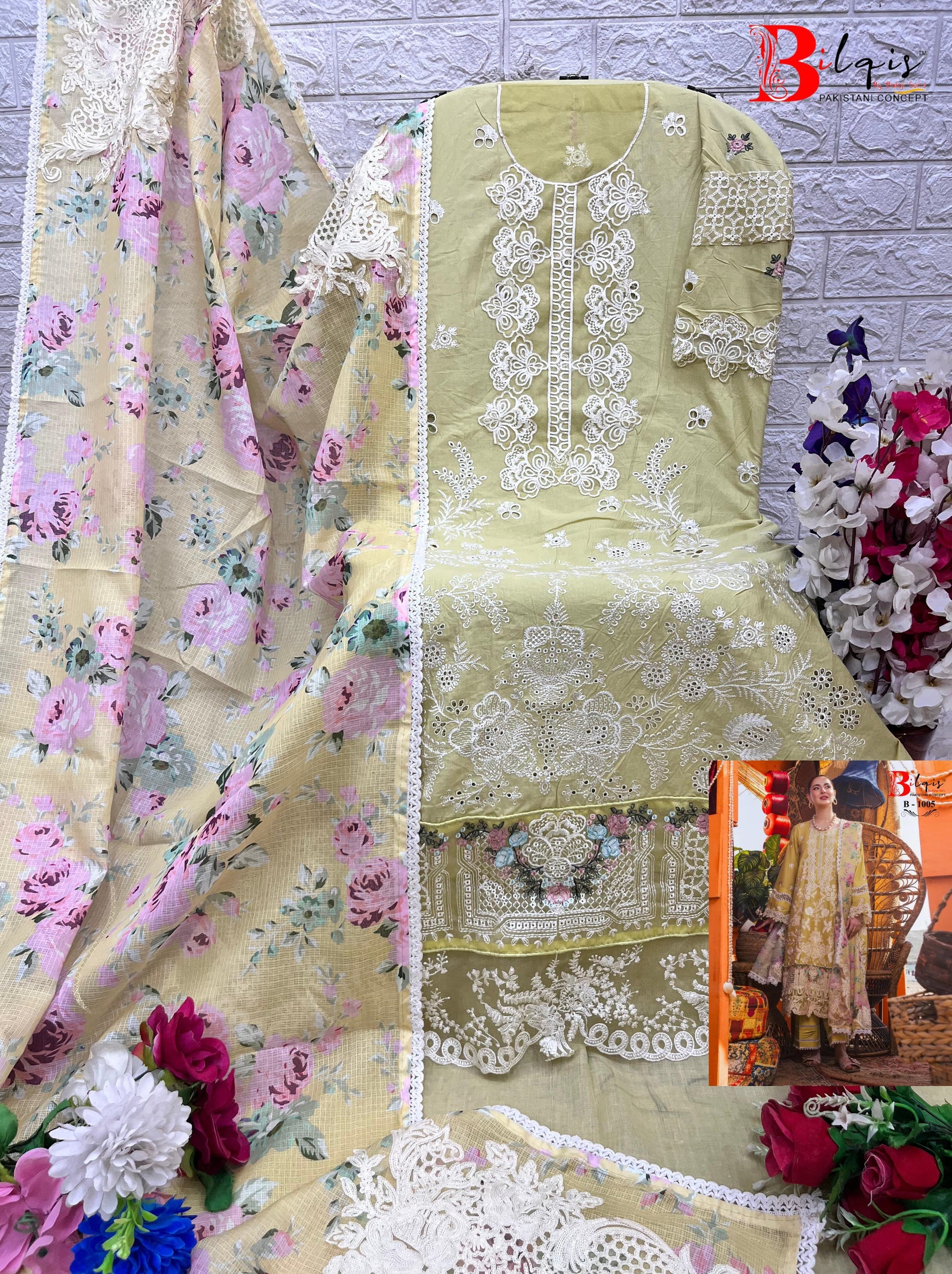 1005 Hai Kuch Bilqis Cambric Lawn Pakistani Salwar Suits