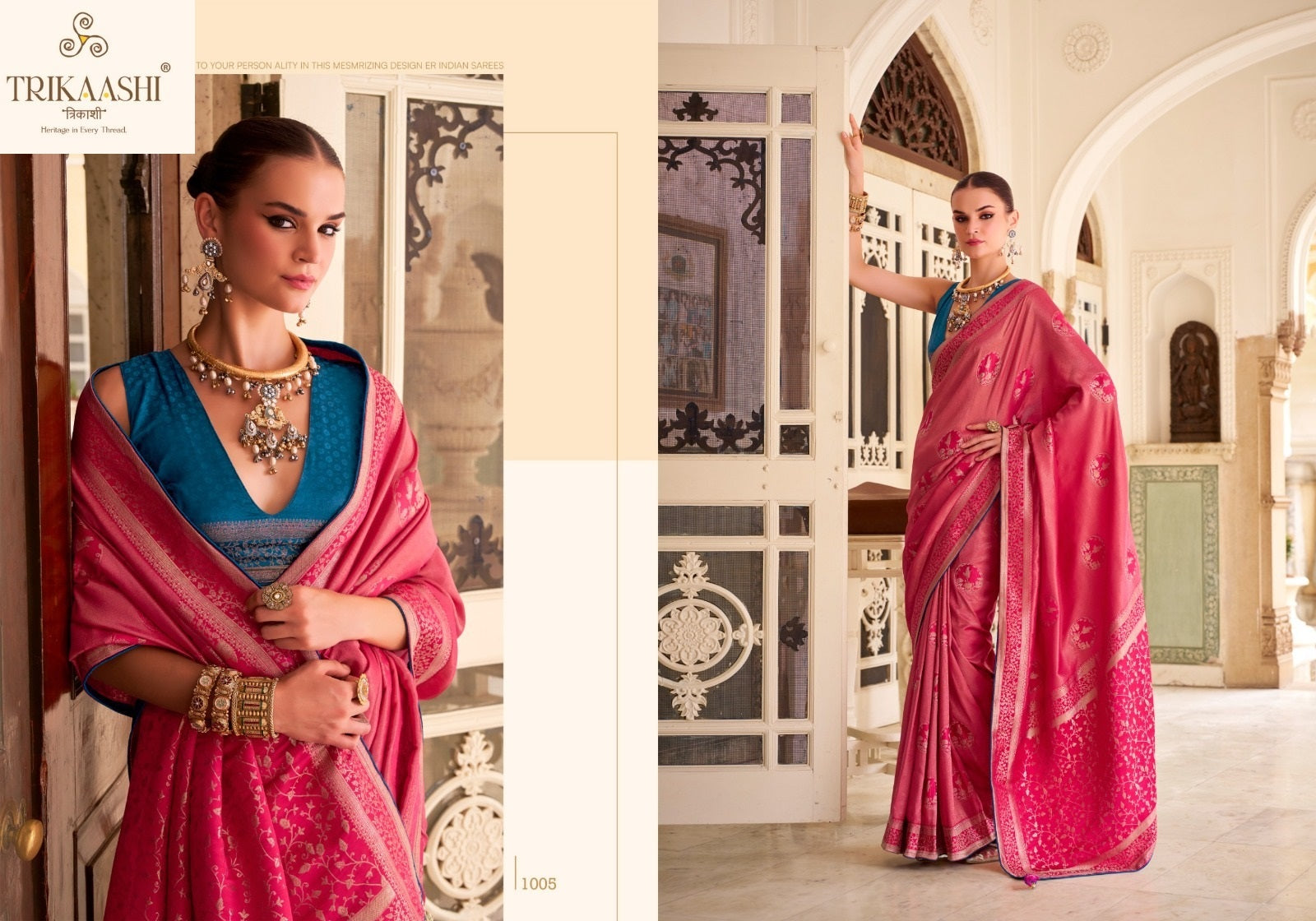 1005 Shanvika Trikaashi Nv Satin Sarees