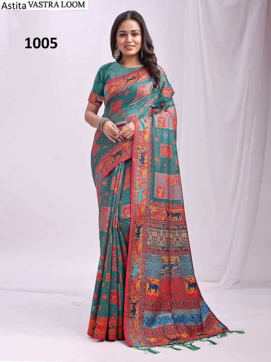 1005 Vastraloom Astita Linen Cotton Sarees