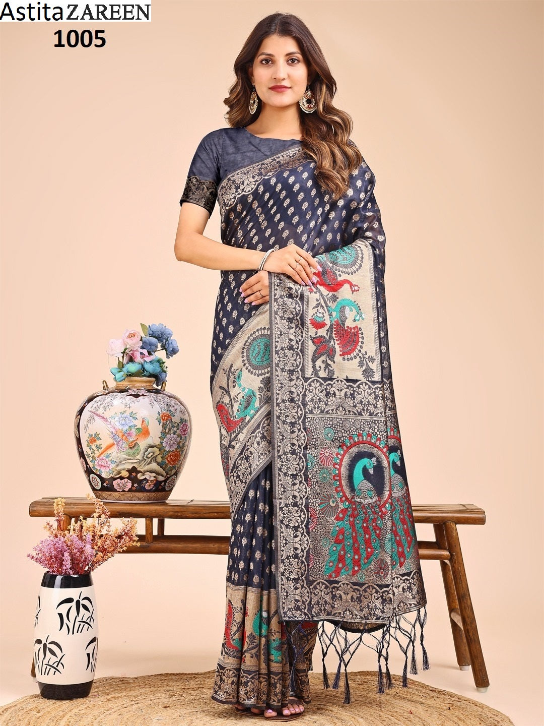 1005 Zareen Astita Linen Cotton Sarees