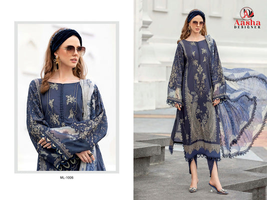 1006 Aasha Designer Printed Pakistani Patch Suits