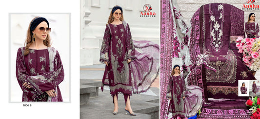 1006-B Aasha Designer Cotton Pakistani Patch Suits
