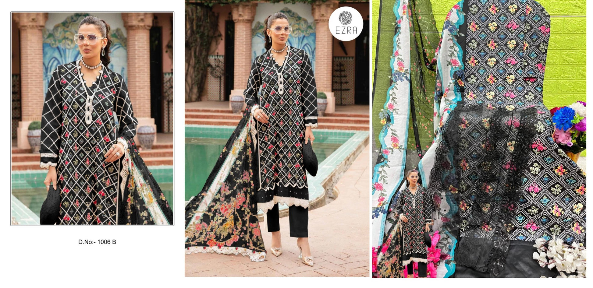 1006B Ezra Embroidery Pakistani Patch Suits