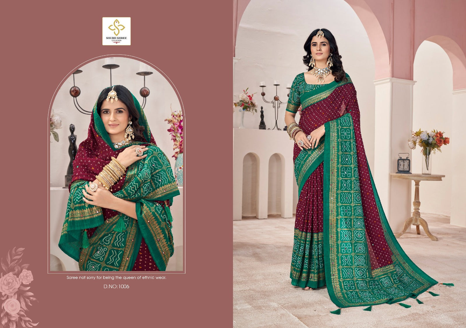 1006 Crush 4 Shubh Shree Aari Work Sarees