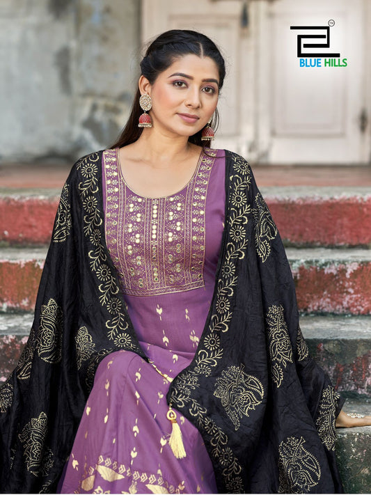 1006 Festival Special Bluehills Heavy Rayon Readymade Suits