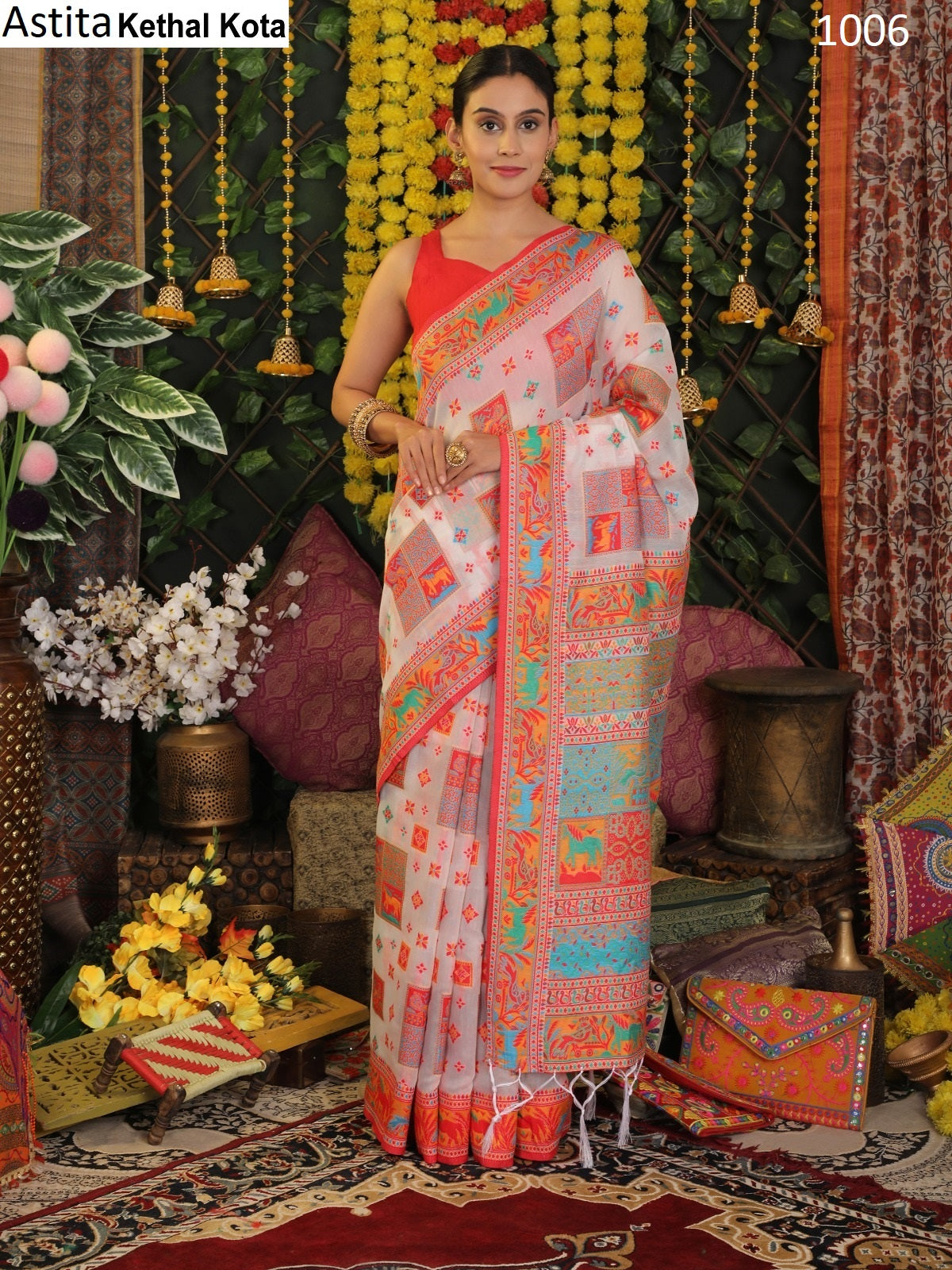 1006 Kethal Kota Astita Linen Cotton Sarees