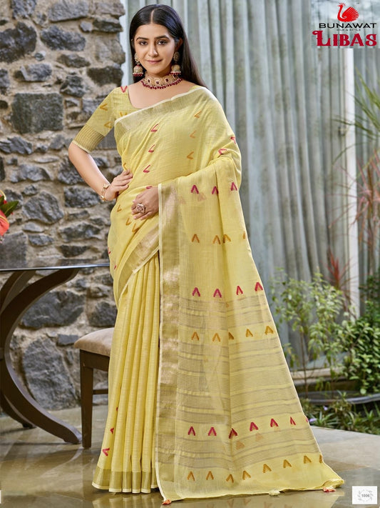 1006 Libas Bunawat Linen Cotton Sarees