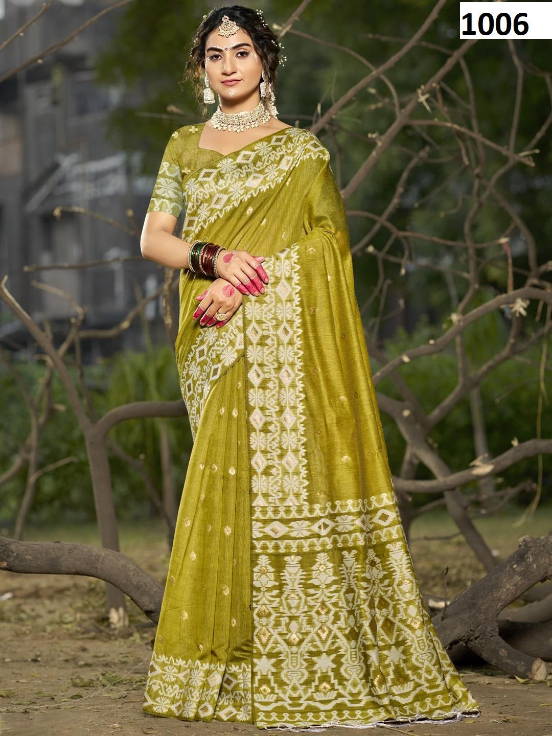 1006 Silver Line Bunawat Cotton Sarees