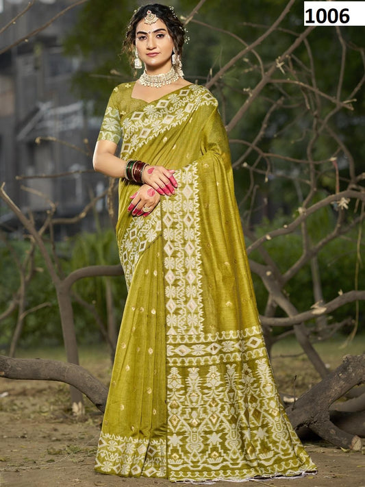 1006 Silver Line Bunawat Cotton Sarees