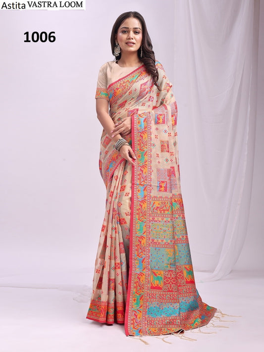 1006 Vastraloom Astita Linen Cotton Sarees