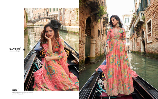 10076 Geet Sayuri Chinon Silk Gown Dupatta Set