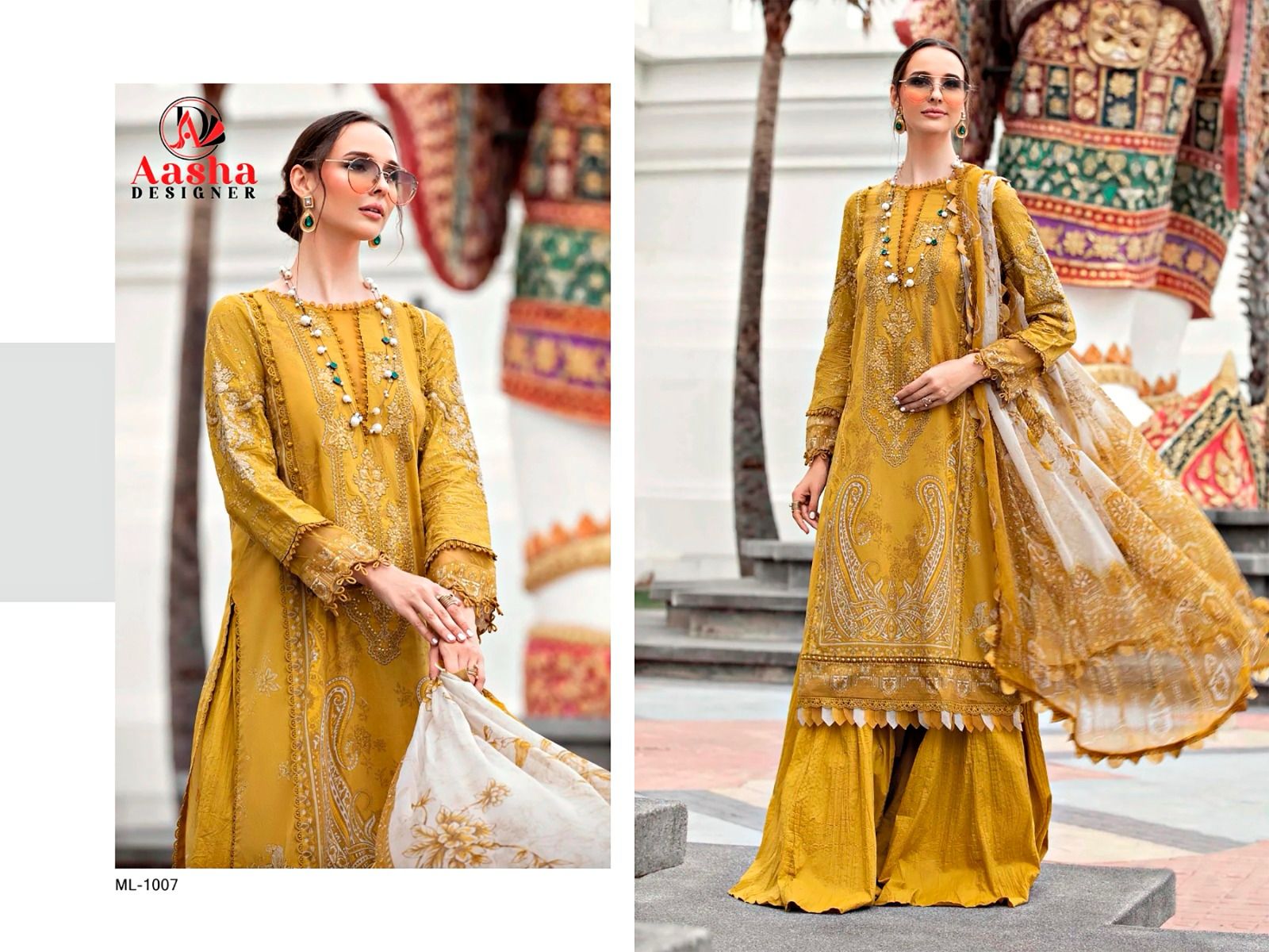 1007 Aasha Designer Pure Cotton Pakistani Patch Suits