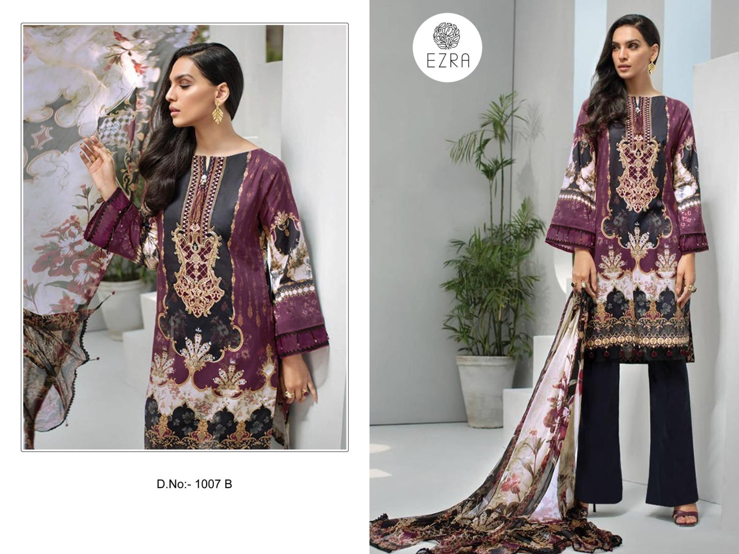 1007B Ezra Embroidery Pakistani Patch Suits