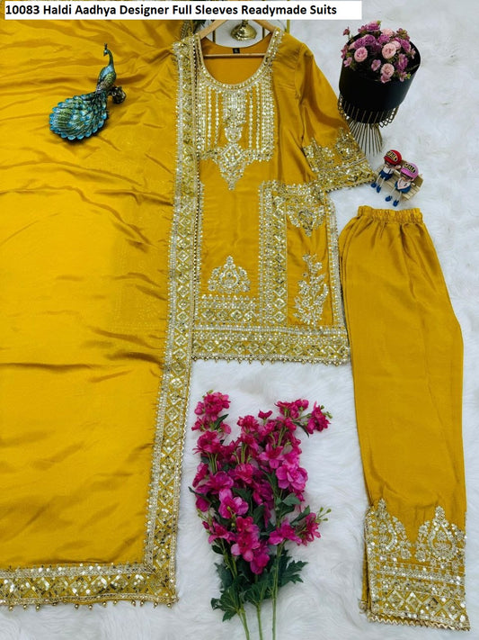 10083 Haldi Aadhya Designer Full Sleeves Readymade Suits