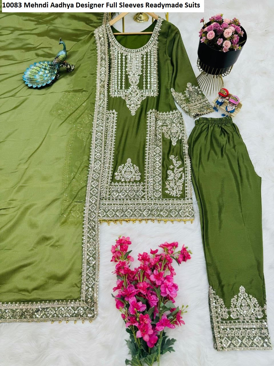 10083 Mehndi Aadhya Designer Full Sleeves Readymade Suits