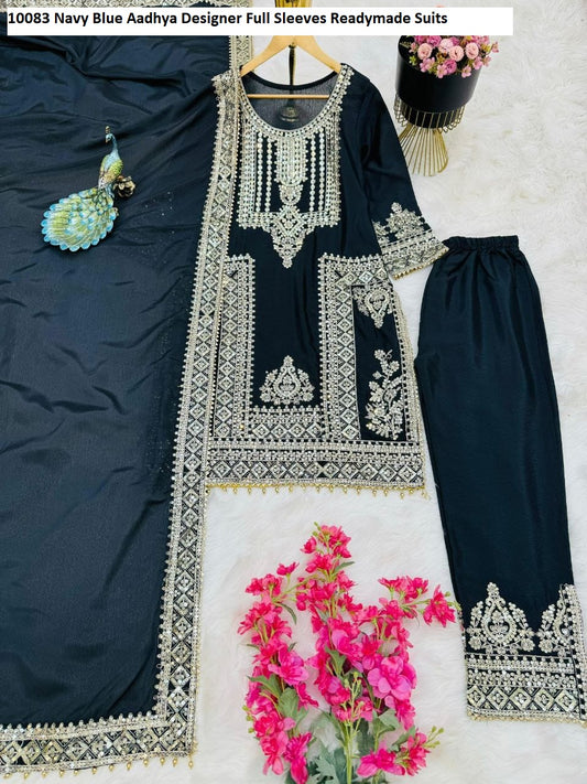 10083 Navy Blue Aadhya Designer Full Sleeves Readymade Suits