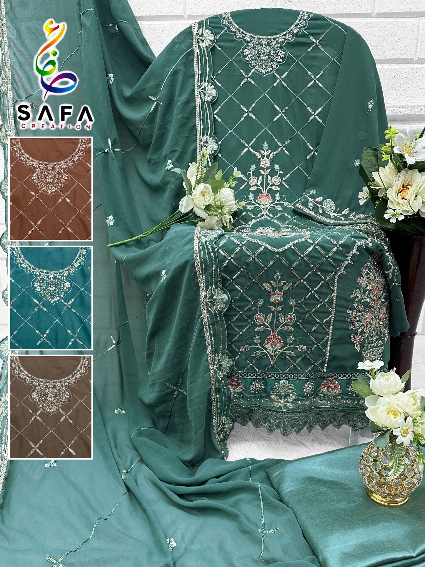1008A Safa Creation Georgette Pakistani Salwar Suits