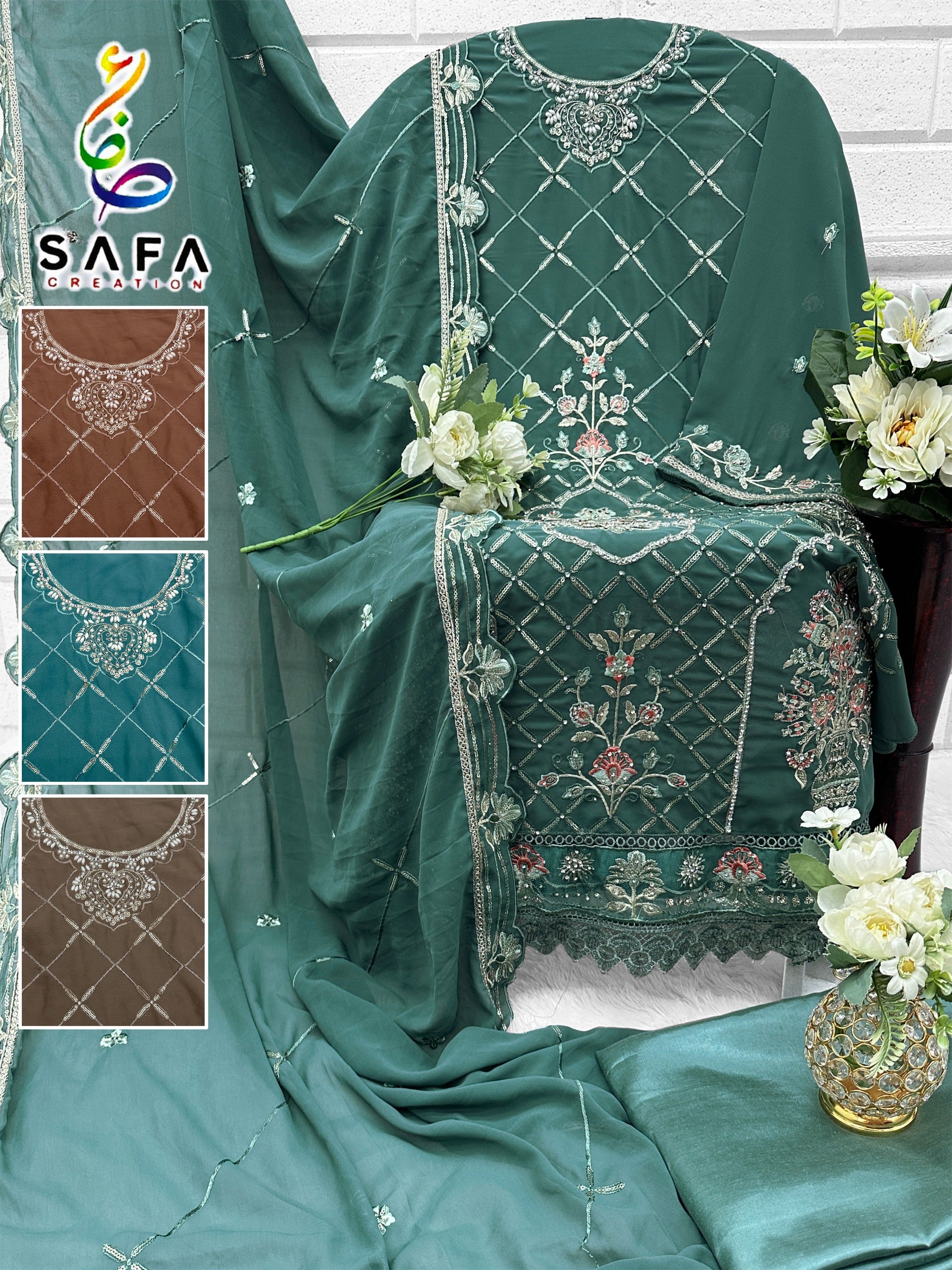 1008A Safa Creation Georgette Pakistani Salwar Suits