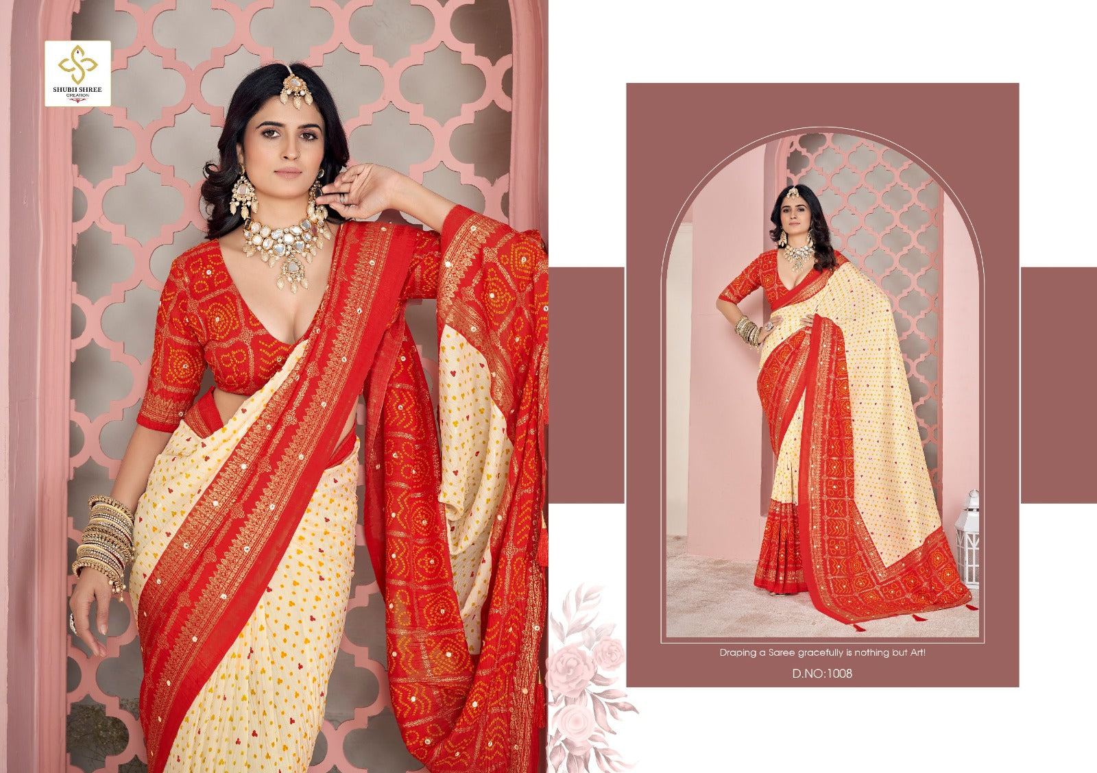 1008 Crush 4 Shubh Shree Aari Work Sarees