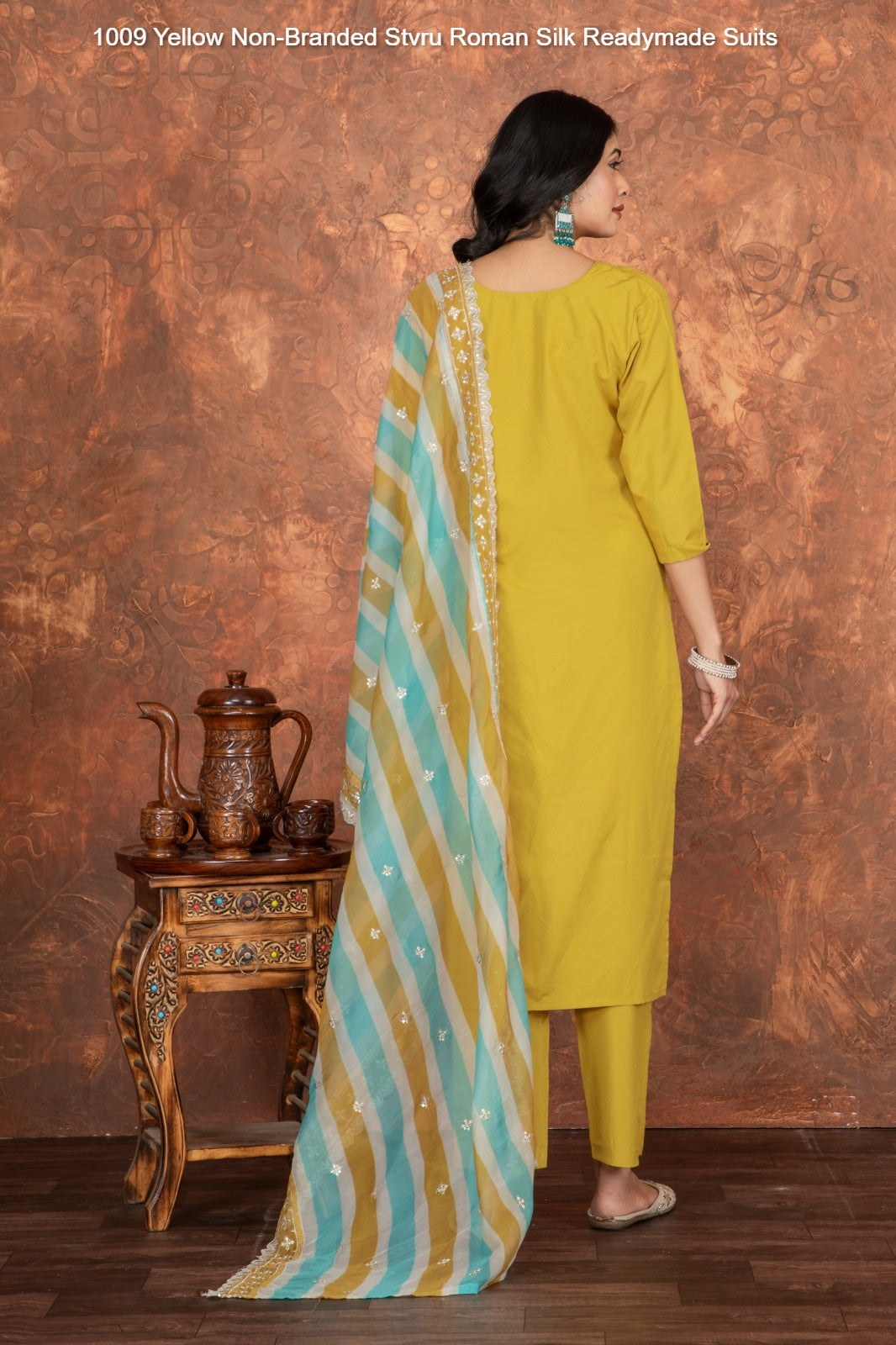 1009 Yellow Non-Branded Stvru Roman Silk Readymade Suits