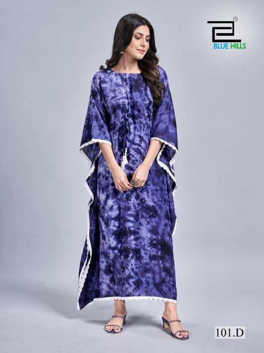 101-D Bluehills Heavy Rayon Kaftan