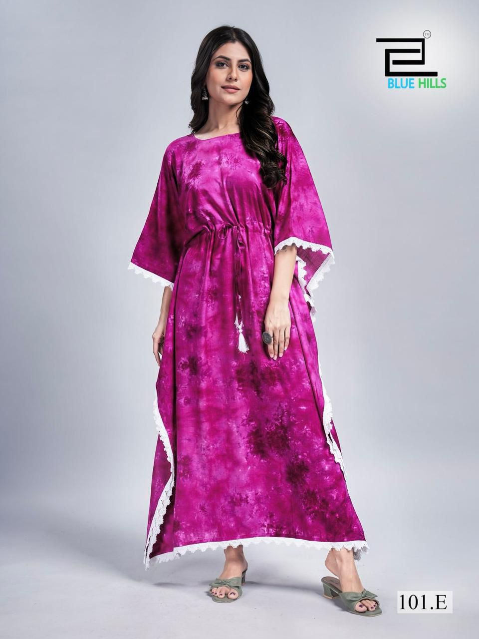 101-E Bluehills Heavy Rayon Kaftan