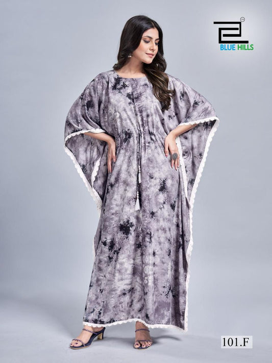 101-F Bluehills Heavy Rayon Kaftan