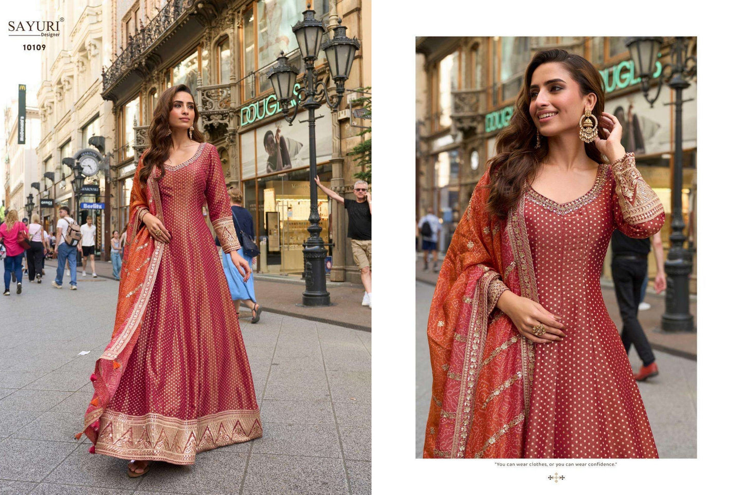 10109 Kusum Sayuri Viscose Jacquard Gown Dupatta Set