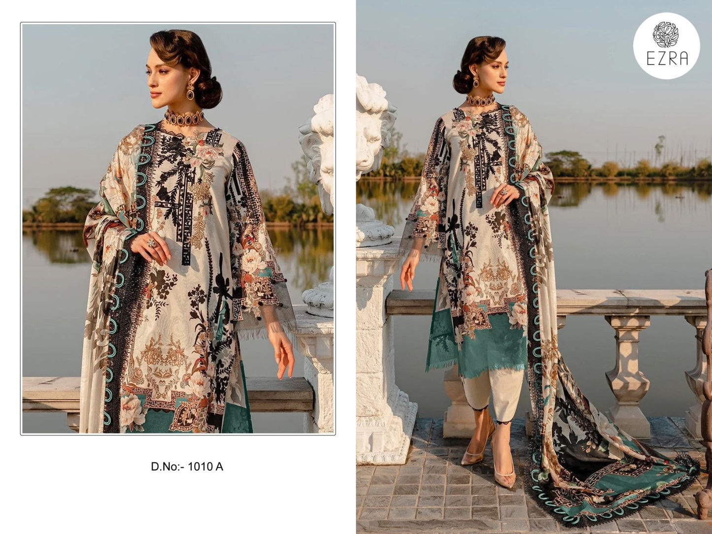 1010A Ezra Embroidery Pakistani Patch Suits