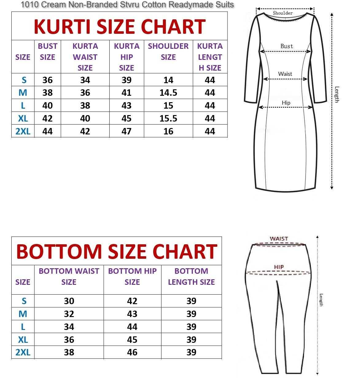 1010 Cream Non-Branded Stvru Cotton Readymade Suits