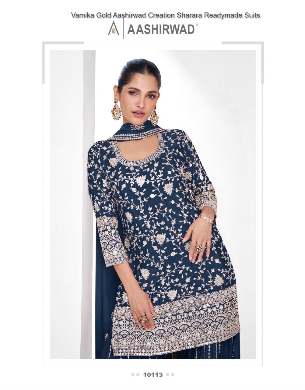 10113 Vamika Gold Aashirwad Creation Sharara Readymade Suits