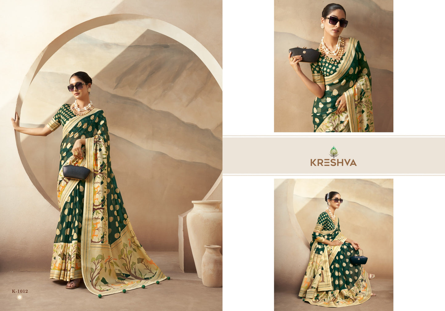 1012 Ahiliya Kreshva Paithani Sarees