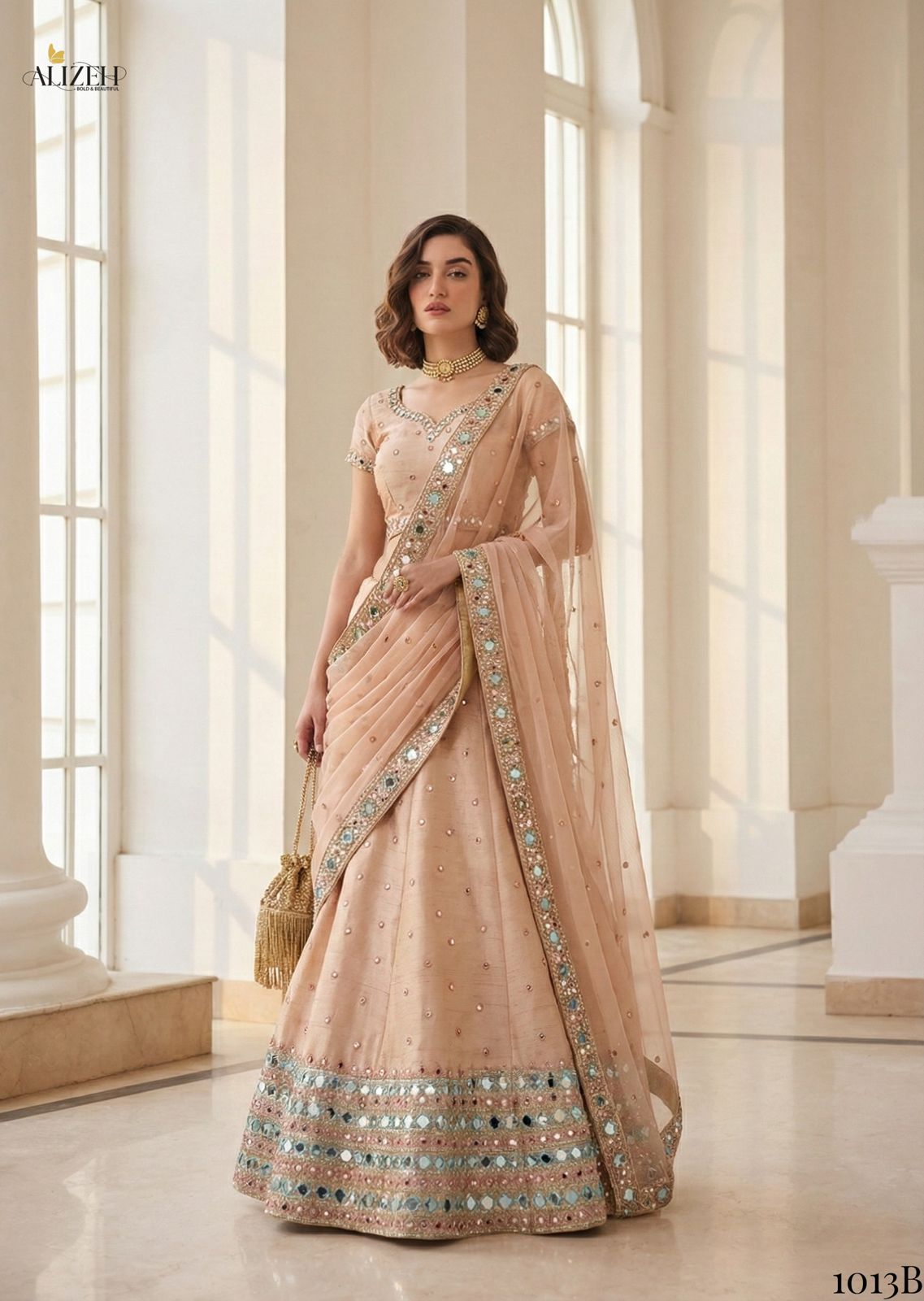 1013B Mirror Maze Alizeh Heavy Silk Lehenga Choli