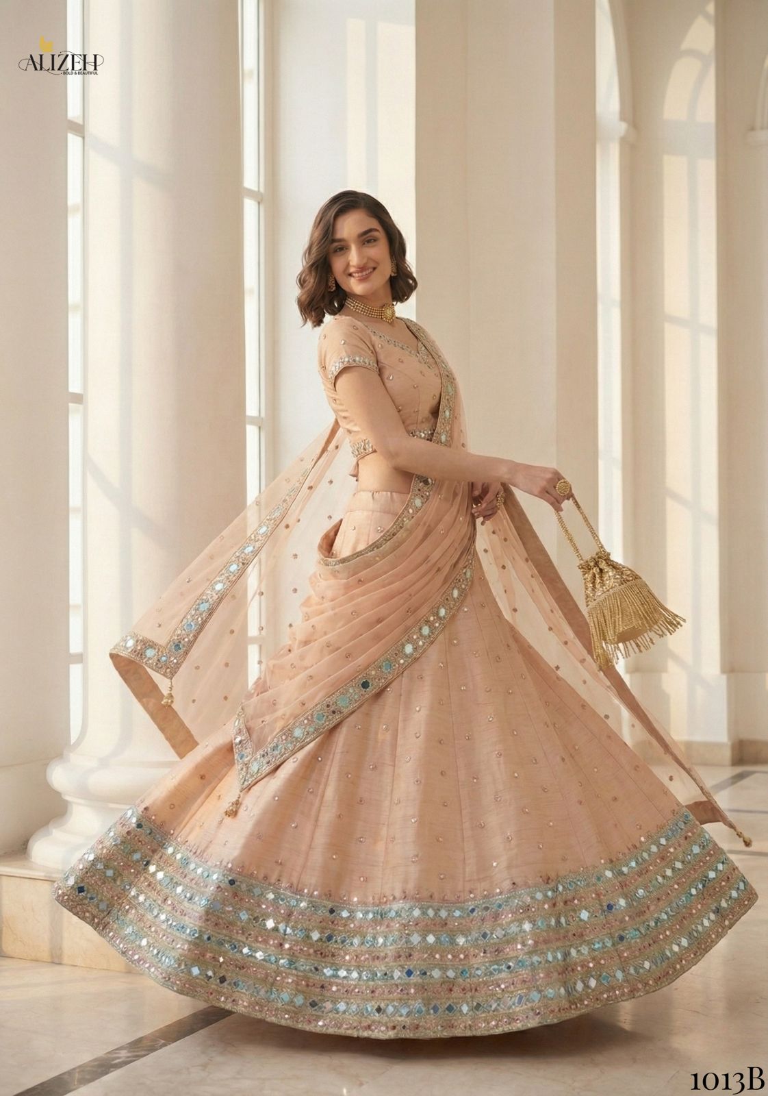 1013B Mirror Maze Alizeh Heavy Silk Lehenga Choli