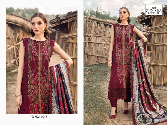 1013 Maroon Zunisha Exports Embroidery Pakistani Salwar Suits