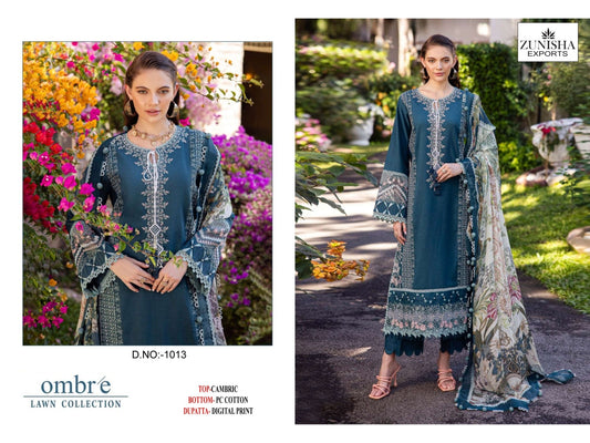 1013 Ombre Lawn Collection Zunisha Exports Embroidery Pakistani Salwar Suits