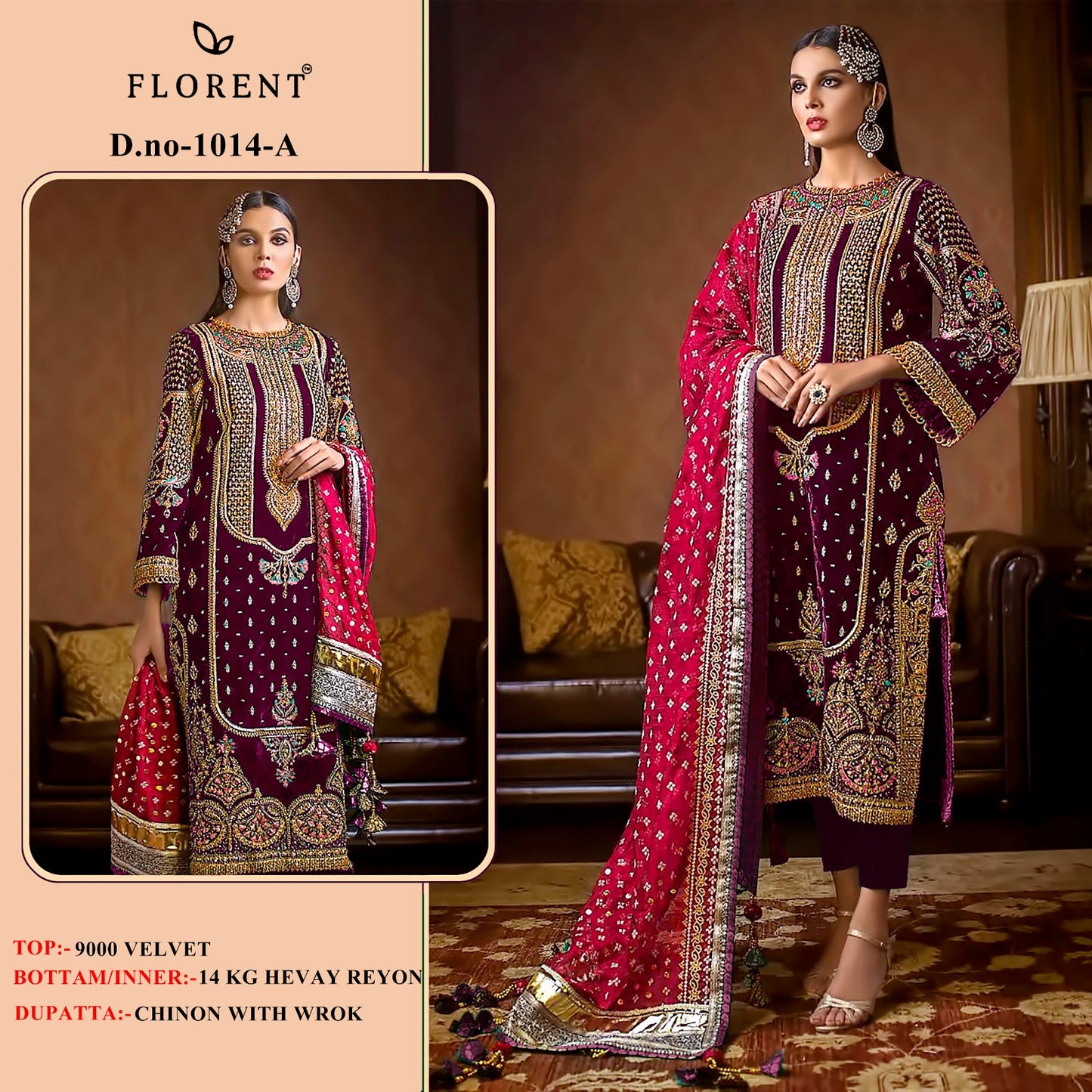 1014A Florent Velvet Pakistani Salwar Suits