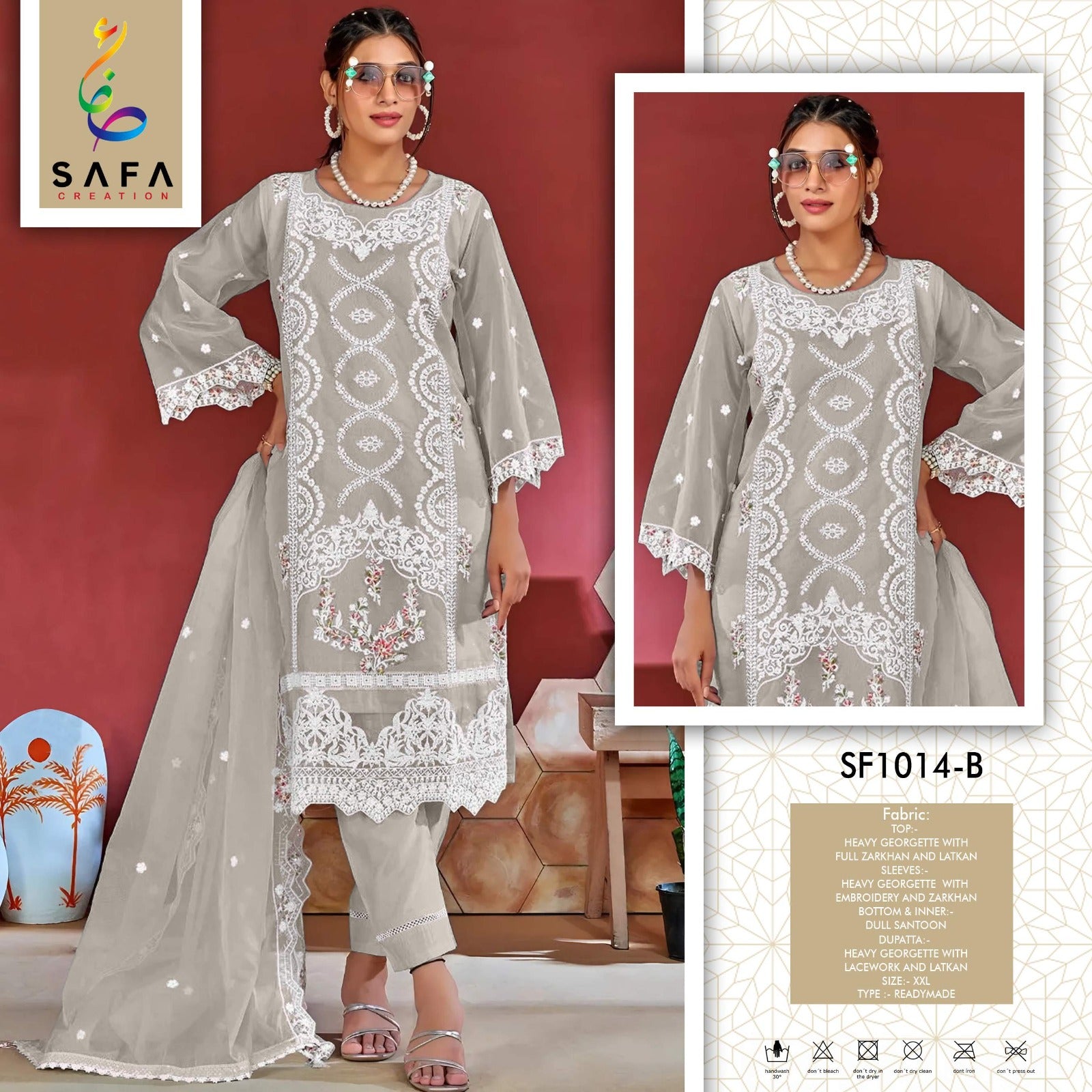 1014B Safa Creation Organza Pakistani Readymade Suits