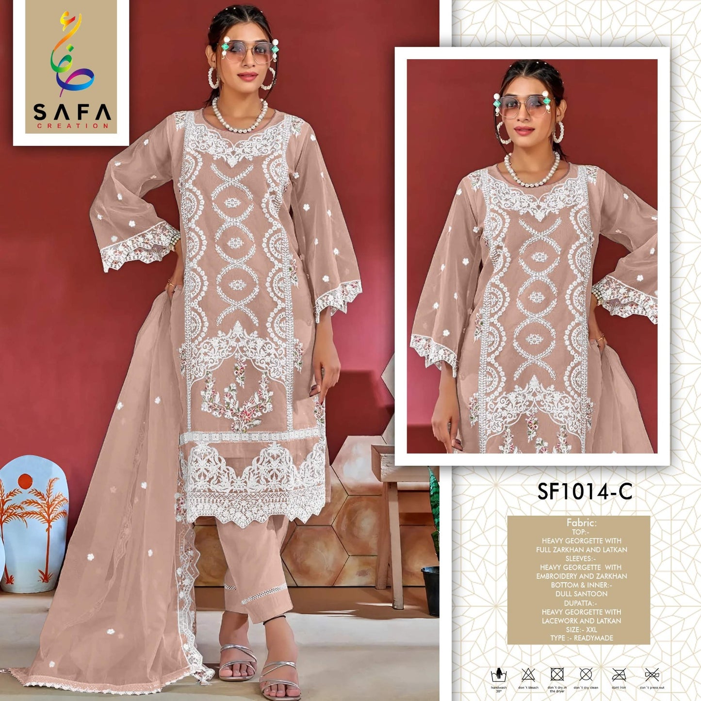 1014C Safa Creation Organza Pakistani Readymade Suits