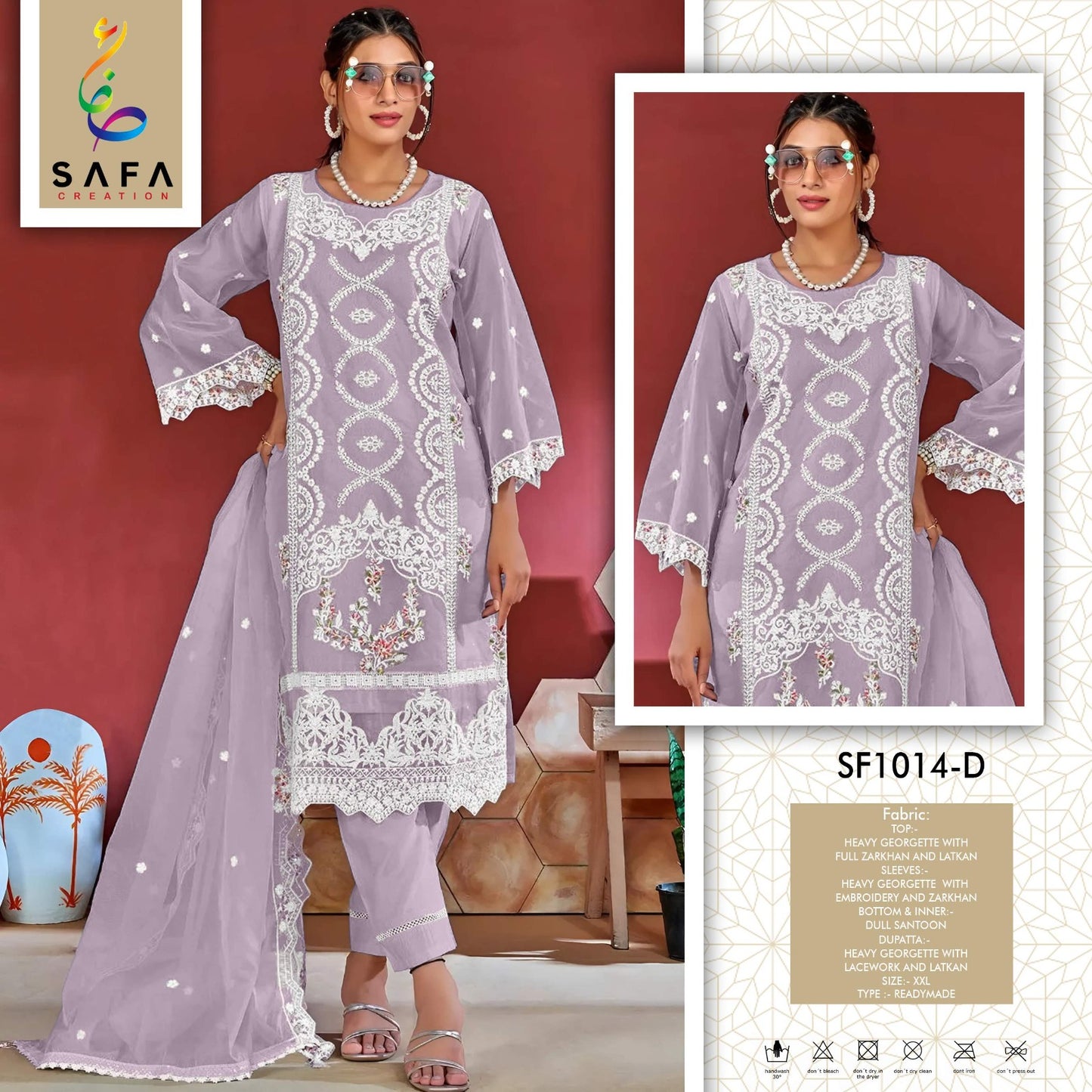 1014D Safa Creation Organza Pakistani Readymade Suits
