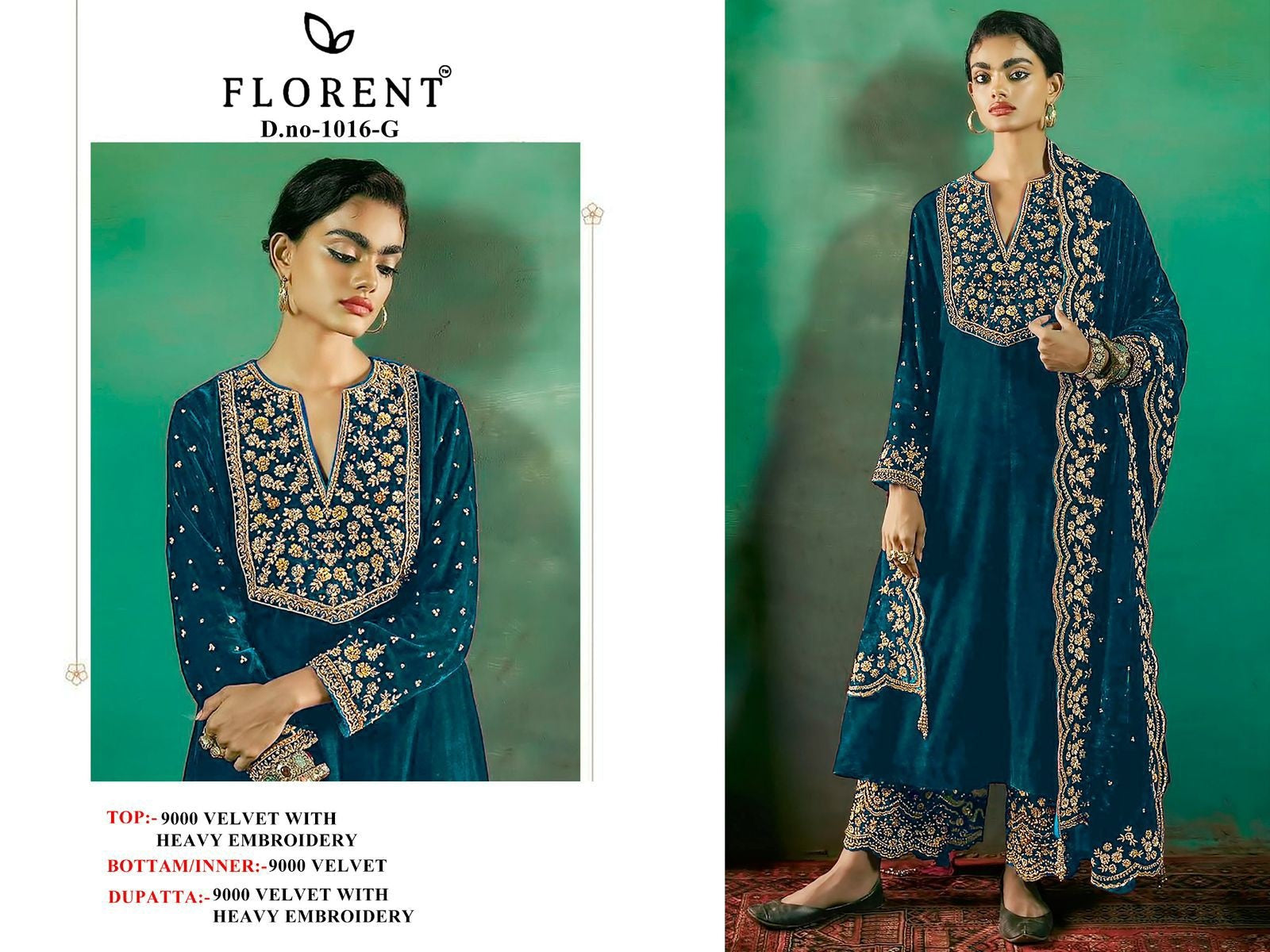 1016-G Florent Embroidery Velvet Suits