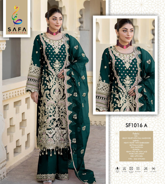 1016A Safa Creation Velvet Pakistani Salwar Suits