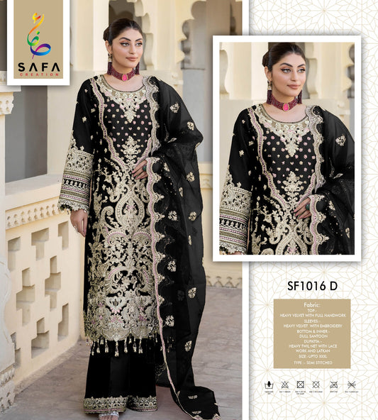 1016D Safa Creation Velvet Pakistani Salwar Suits