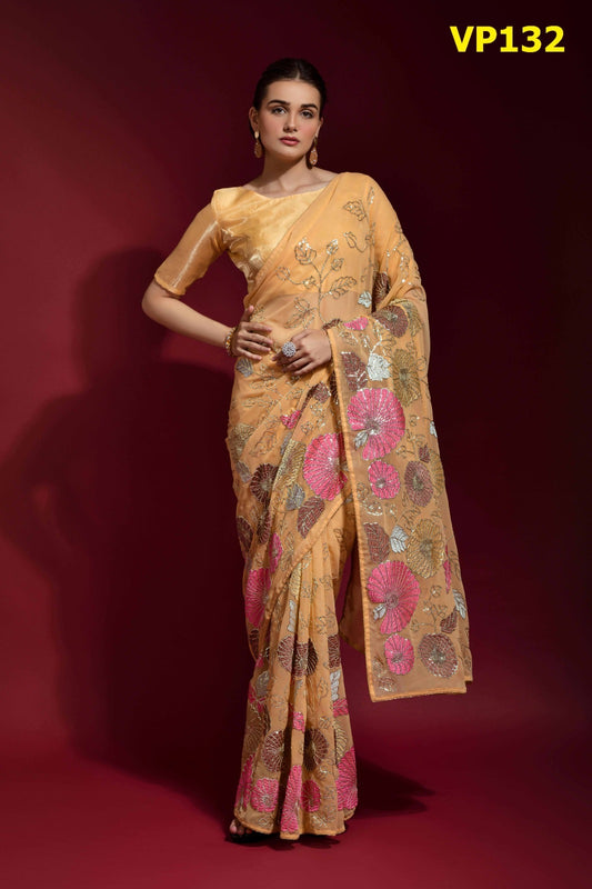132 Gulabo Fashion Berry Sarees