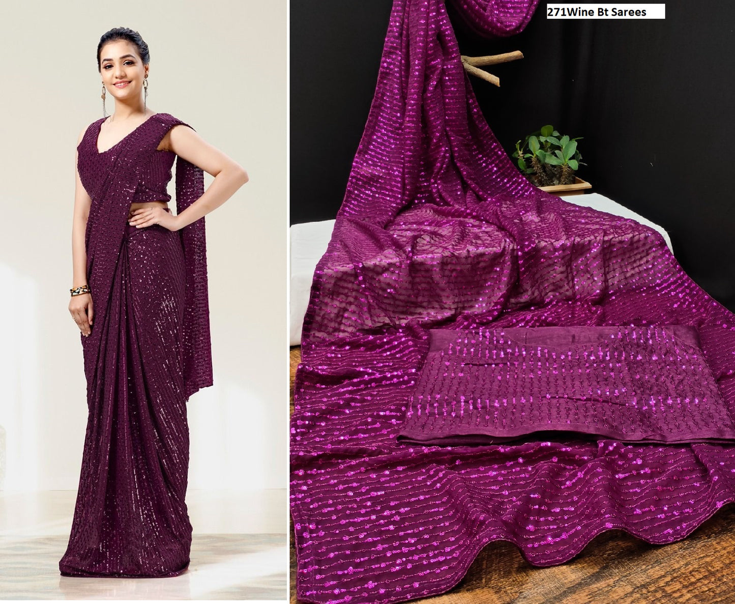 271Wine Bt Sarees