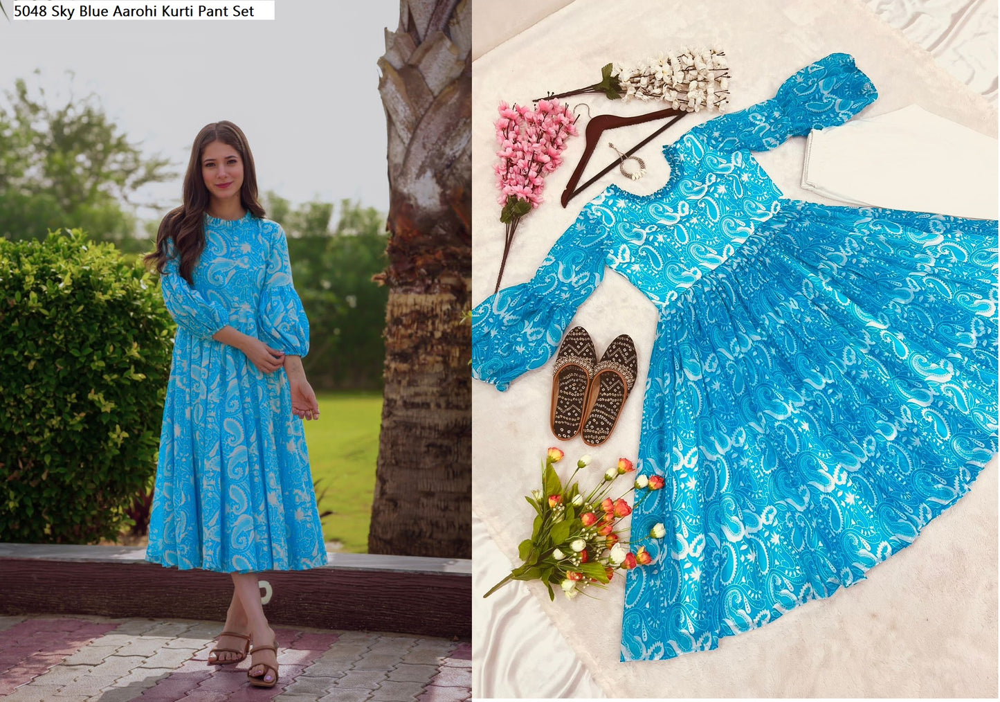 5048 Sky Blue Aarohi Kurti Pant Set