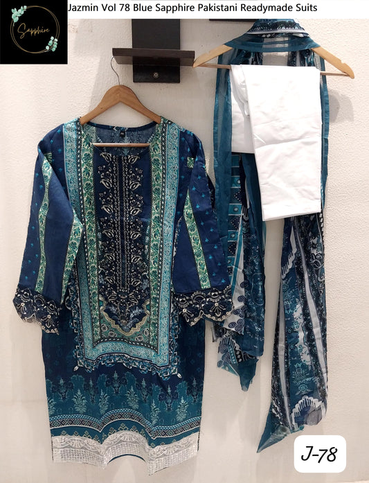 Jazmin Vol 78 Blue Sapphire Pakistani Readymade Suits