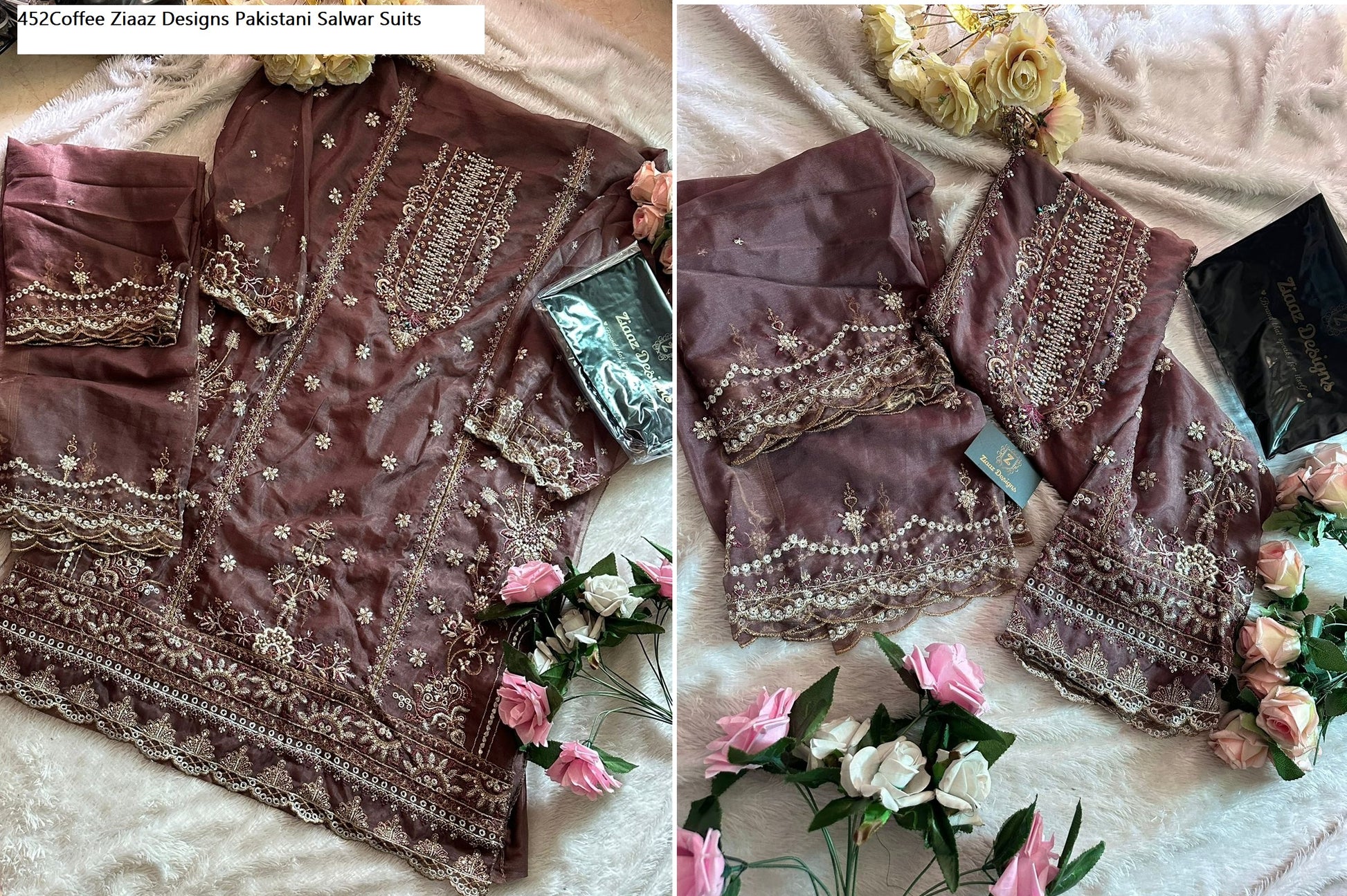 452Coffee Ziaaz Designs Pakistani Salwar Suits