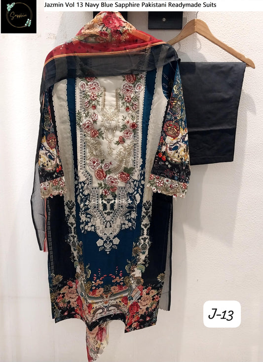 Jazmin Vol 13 Navy Blue Sapphire Pakistani Readymade Suits