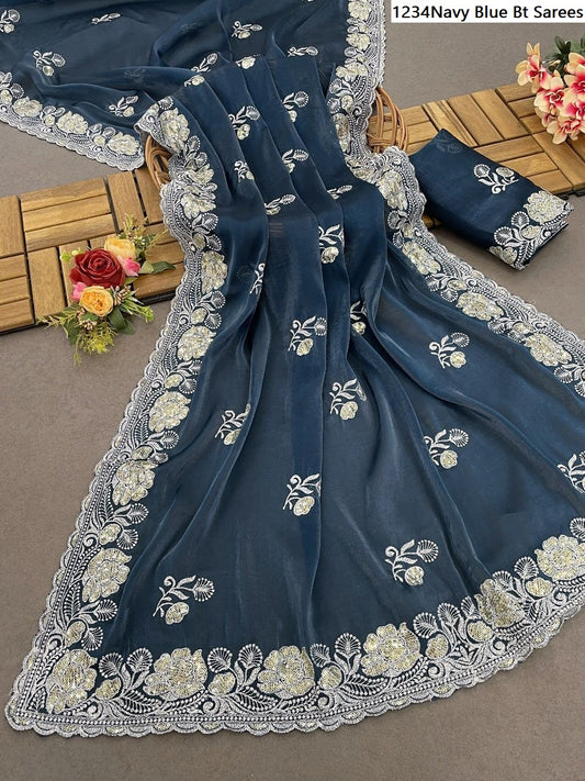 1234Navy Blue Bt Sarees
